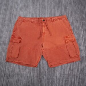 Lucky Brand Men Cargo Shorts Orange Drawstring Waist 42 Fit 44x8.5 Utility